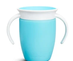 Munchkin Vaso Antiderrame con Asa Miracle 360º Azul pastel ·* Vasitos De Agua Infantiles