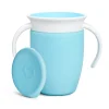 Munchkin Vaso Antiderrame con Asa y Tapa - Miracle 360º Azul ·* Vasitos De Agua Infantiles