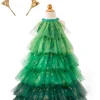 Great Pretenders Vestido Christmas Tree con corona-Varias Tallas*Niños Disfraces Infantiles