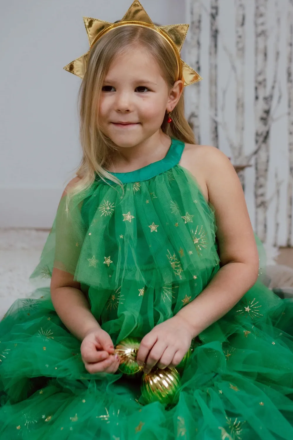 Great Pretenders Vestido Christmas Tree con corona-Varias Tallas*Niños Disfraces Infantiles