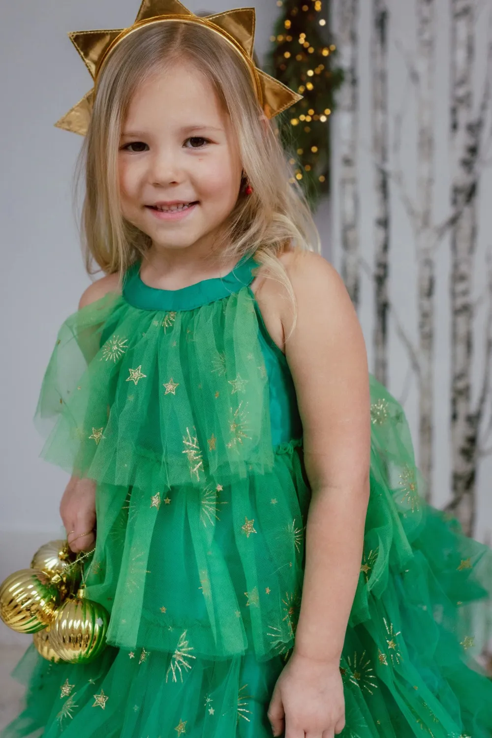 Great Pretenders Vestido Christmas Tree con corona-Varias Tallas*Niños Disfraces Infantiles