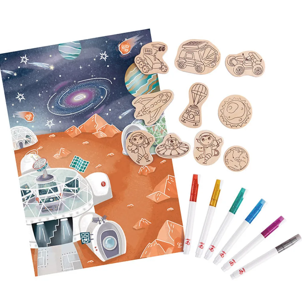 Hape Vida en Marte Cuentos Imanes de madera ·*Niños Kit De Manualidades