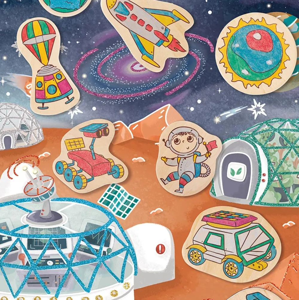Hape Vida en Marte Cuentos Imanes de madera ·*Niños Kit De Manualidades