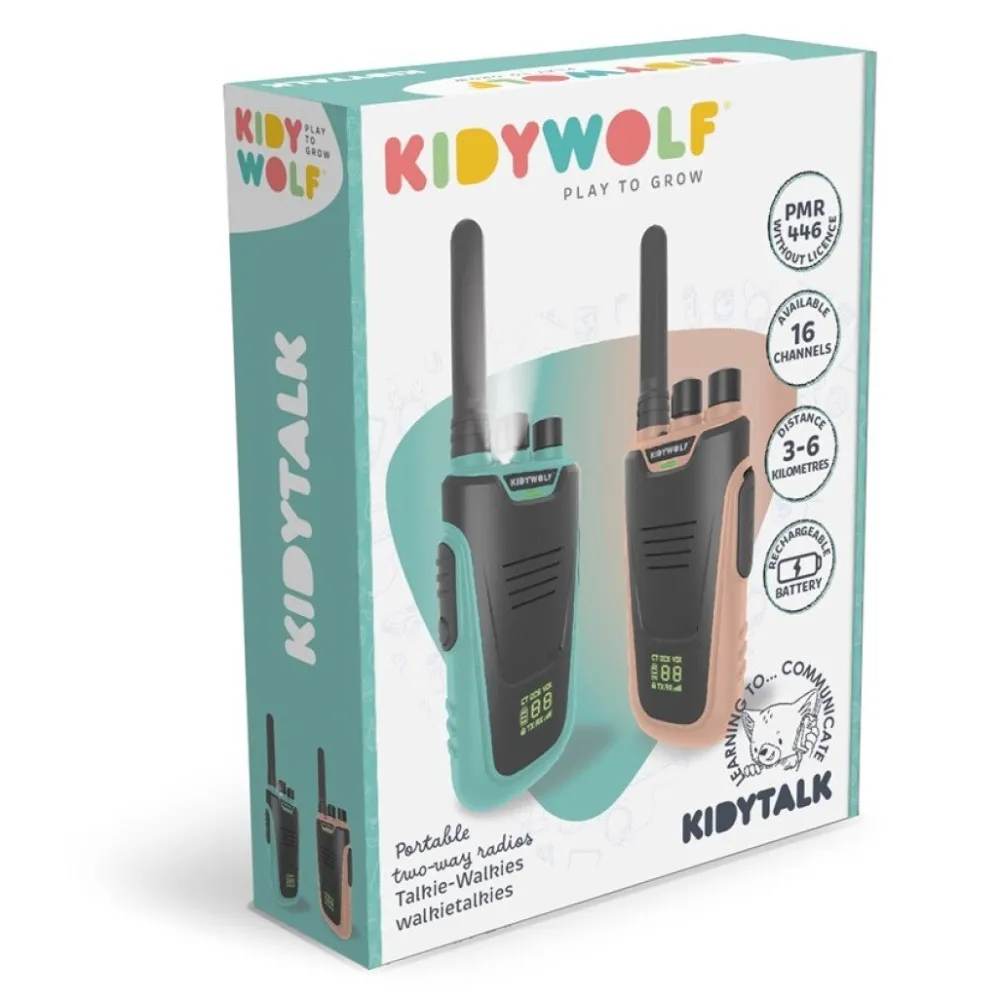 Kidywolf Walkie Talkies Kidytalk Natural-Cyan ·*Niños Walkie Talkie Para Niños