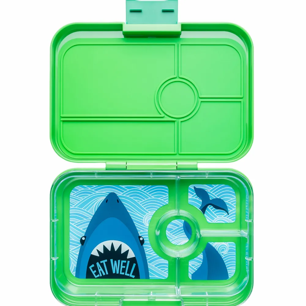 Yumbox Tapas 4 compartimentos Jurassic Green Tiburón* Cajas De Almuerzo Infantil·Con Compartimentos