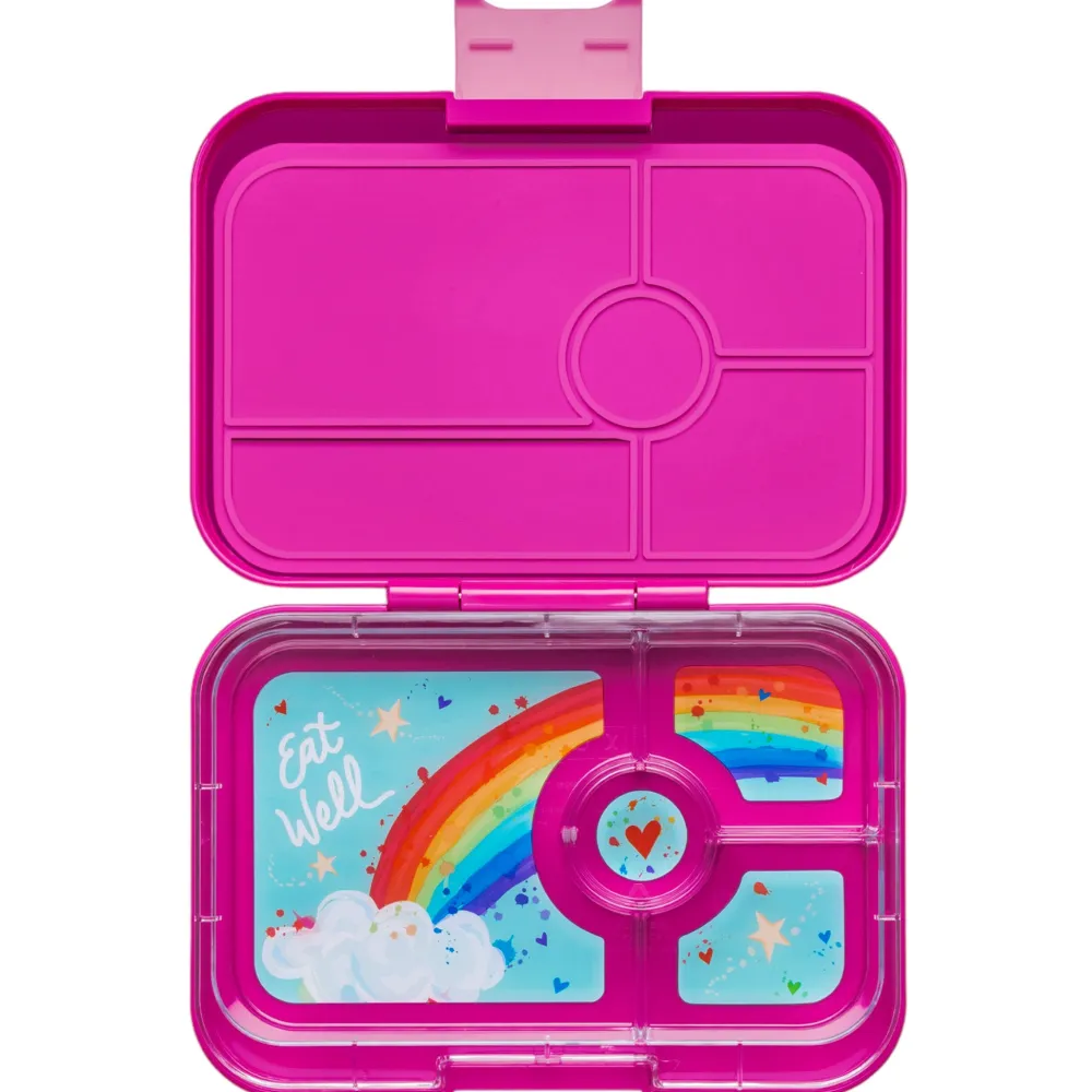 Yumbox Tapas 4 compartimentos Malibú Fucsia + Rainbow* Cajas De Almuerzo Infantil·Con Compartimentos
